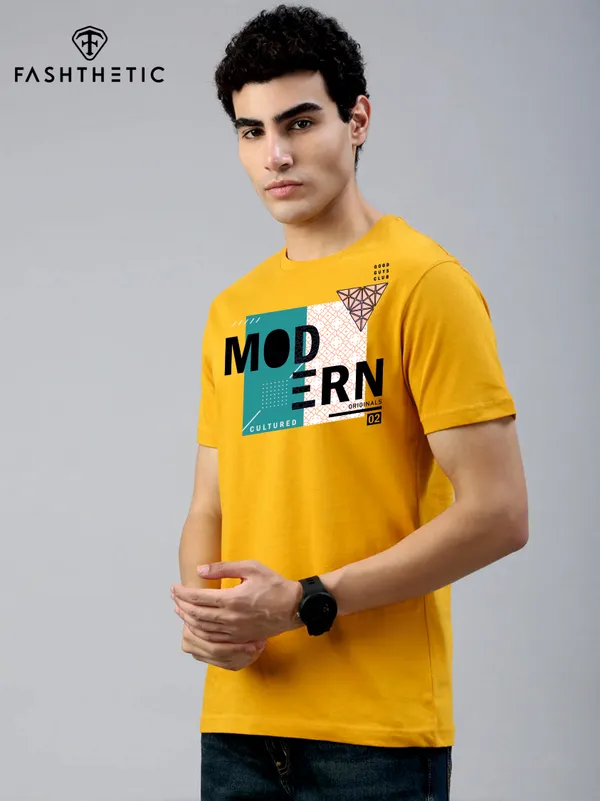 Mustard_Cotton_Modern_T_Shirt_For_Adults