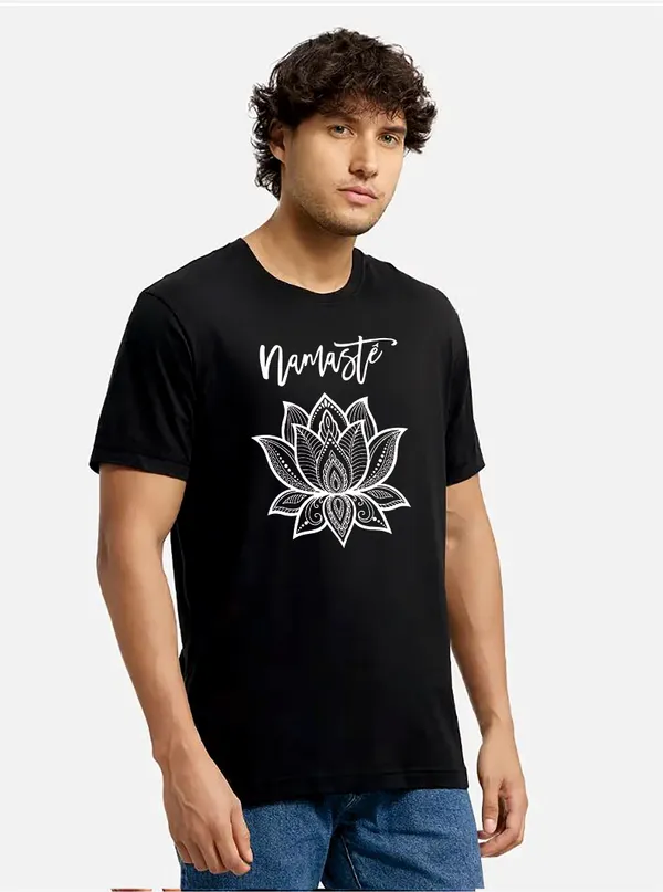 Black_Cotton_Namaste_T_Shirt_For_Adults