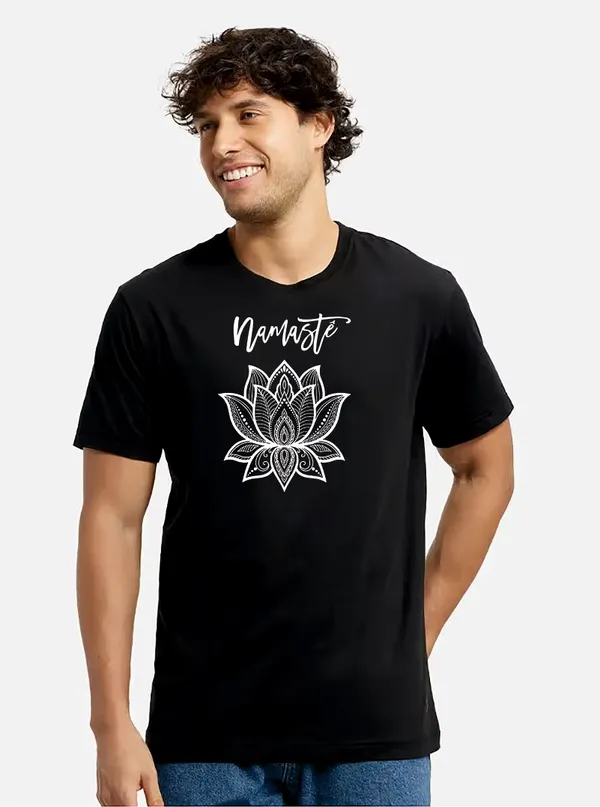 Black_Cotton_Namaste_T_Shirt_For_Adults