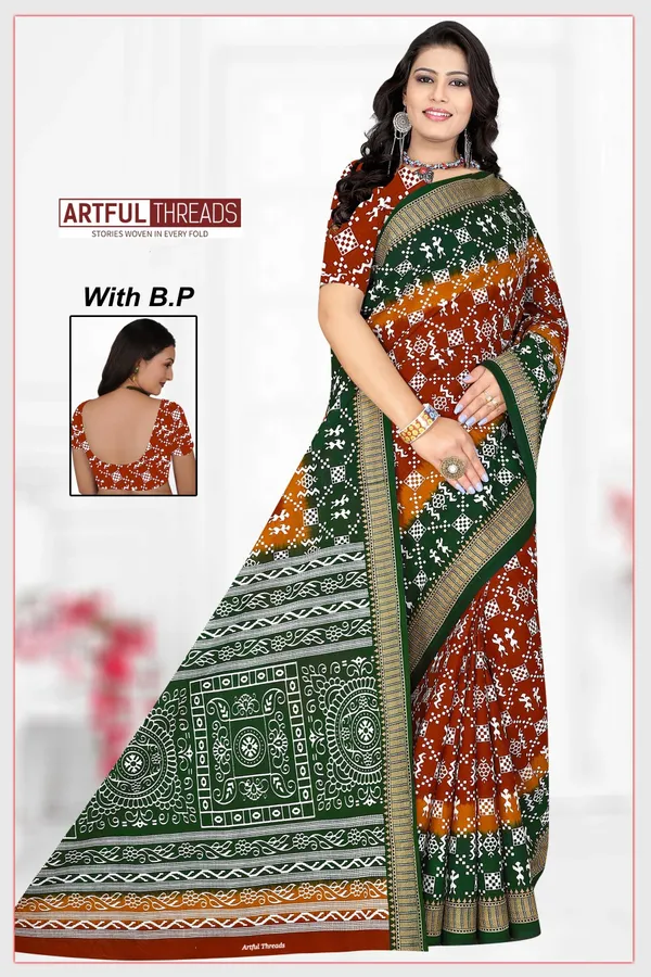 Multicolor_Pure_Cotton_Printed_Saree_For_Women