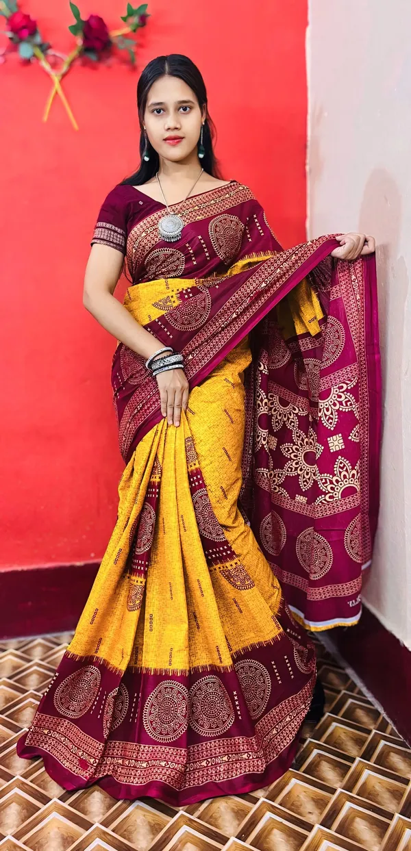 Maroon_&_Yellow_Pure_Cotton_Sambalpuri_Printed_Saree_Push_Premium_For_Women