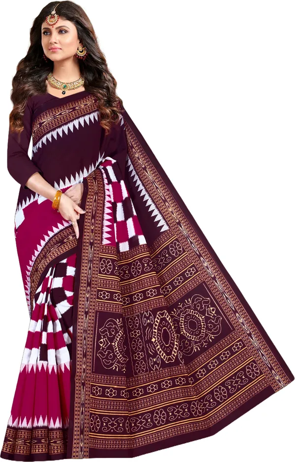 WinePure_cotton_Sambalpuri_Printed_Saree_Push_Premium_For_Women