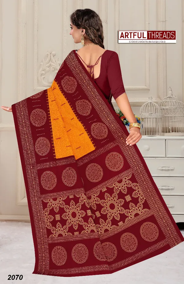 Maroon_&_Yellow_Pure_Cotton_Sambalpuri_Printed_Saree_Push_Premium_For_Women
