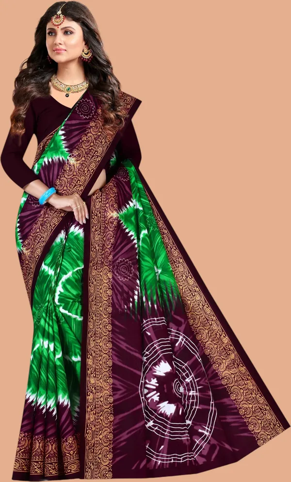 Green_&_Wine_Pure_Cotton_Sambalpuri_Printed_Saree_Push_Premium_For_Women