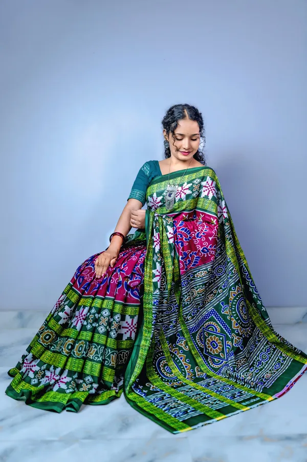 Green_&_Pink_Pure_Cotton_Sambalpuri_Printed_Saree_Push_Premium_For_Women