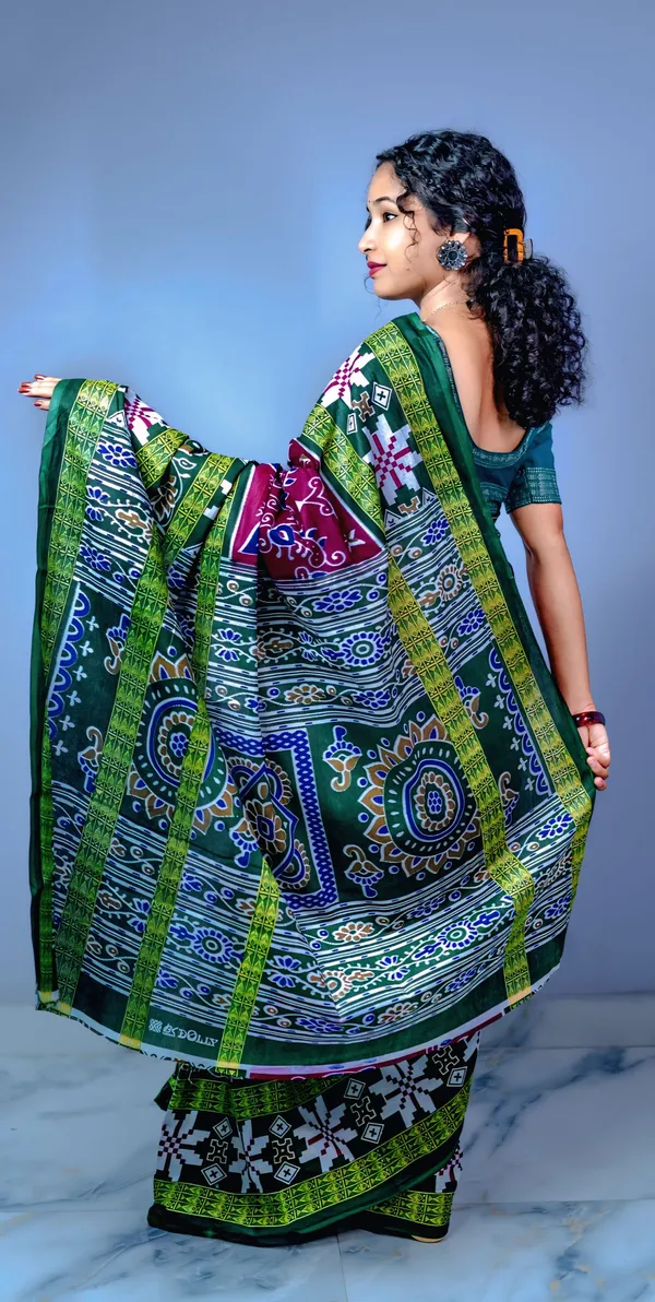 Green_&_Pink_Pure_Cotton_Sambalpuri_Printed_Saree_Push_Premium_For_Women