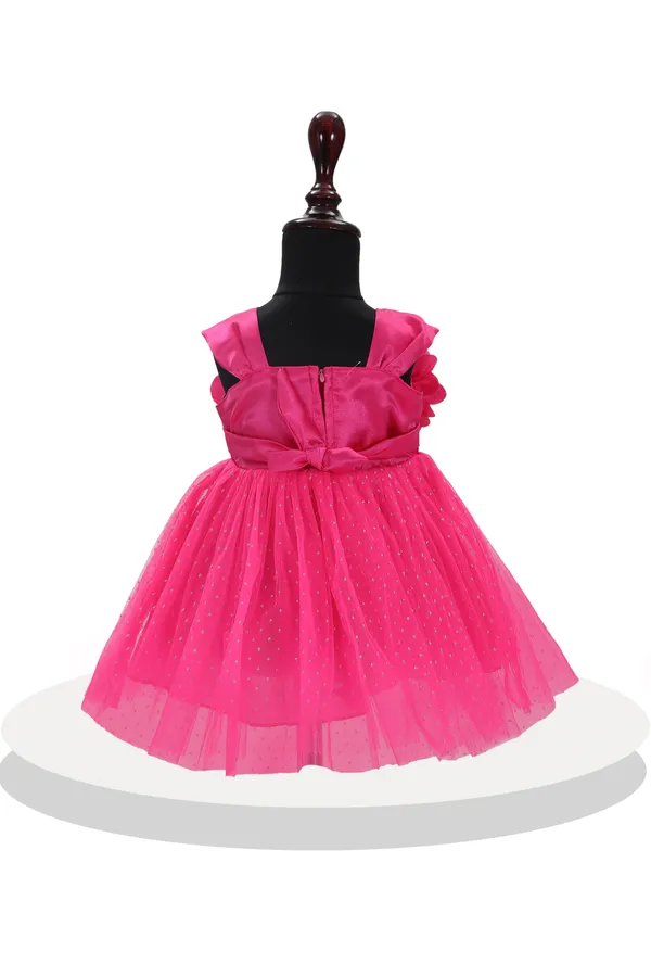 Pink_Stylish_Sleeveless_Net_Frock_For_Girls