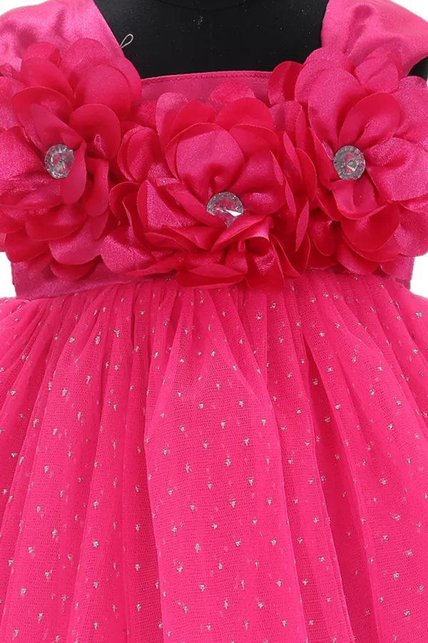 Pink_Stylish_Sleeveless_Net_Frock_For_Girls