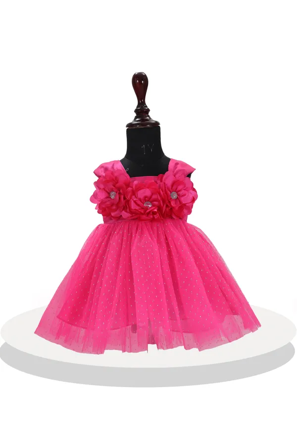 Pink_Stylish_Sleeveless_Net_Frock_For_Girls