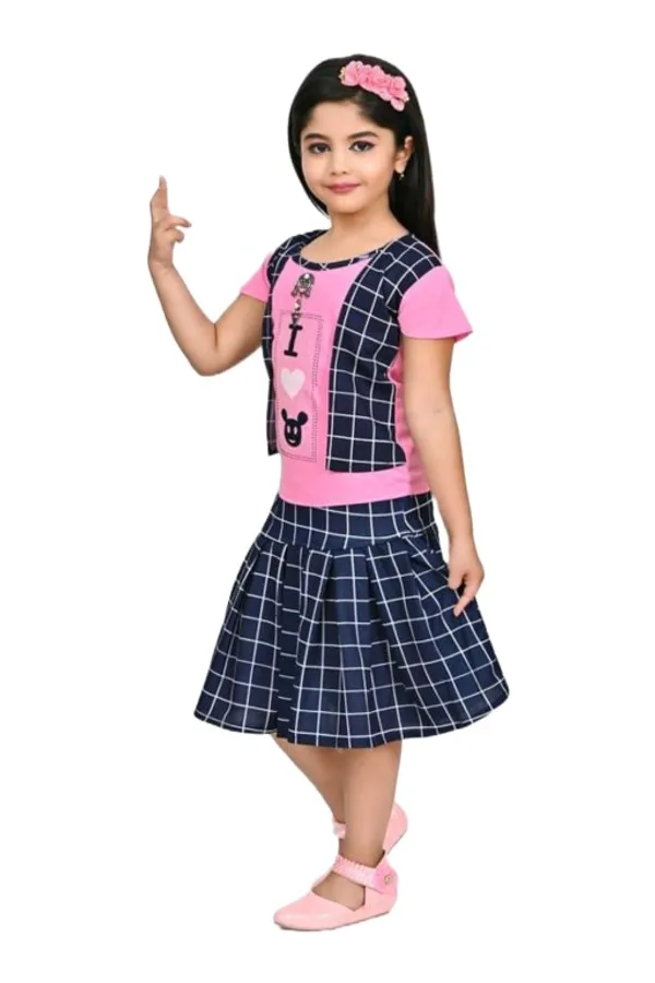 Pink_Cotton_Polyster_Short_Sleeves_Top_Skirt_Set_For_Girls