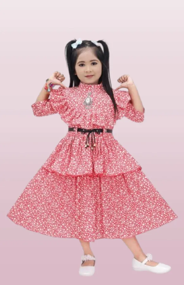 Bsy_Star_Print_Frock_Red