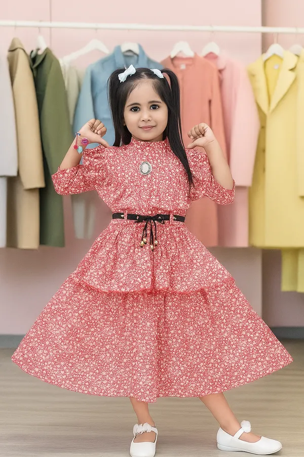 Bsy_Star_Print_Frock_Red