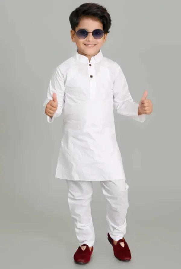 Boys_White_Pure_100%_Cotton_Punjabi_Kurta_Pyjama_Set