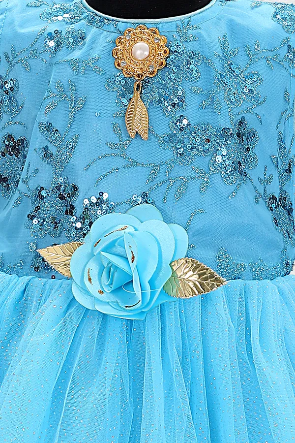 Aqua_Blue_Sleeveless_Net_Frock_For_Girls