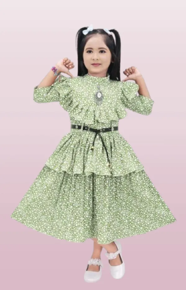 Bsy_Star_Print_Frock_Green