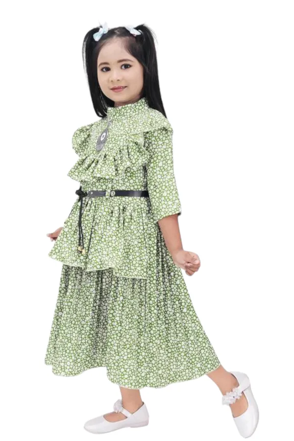 Bsy_Star_Print_Frock_Green