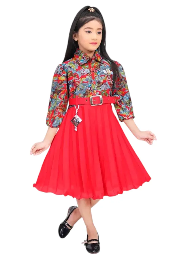 bsy_rangoli_print_frock_Red