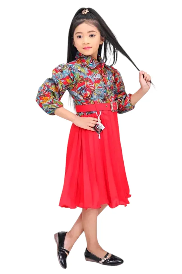 bsy_rangoli_print_frock_Red