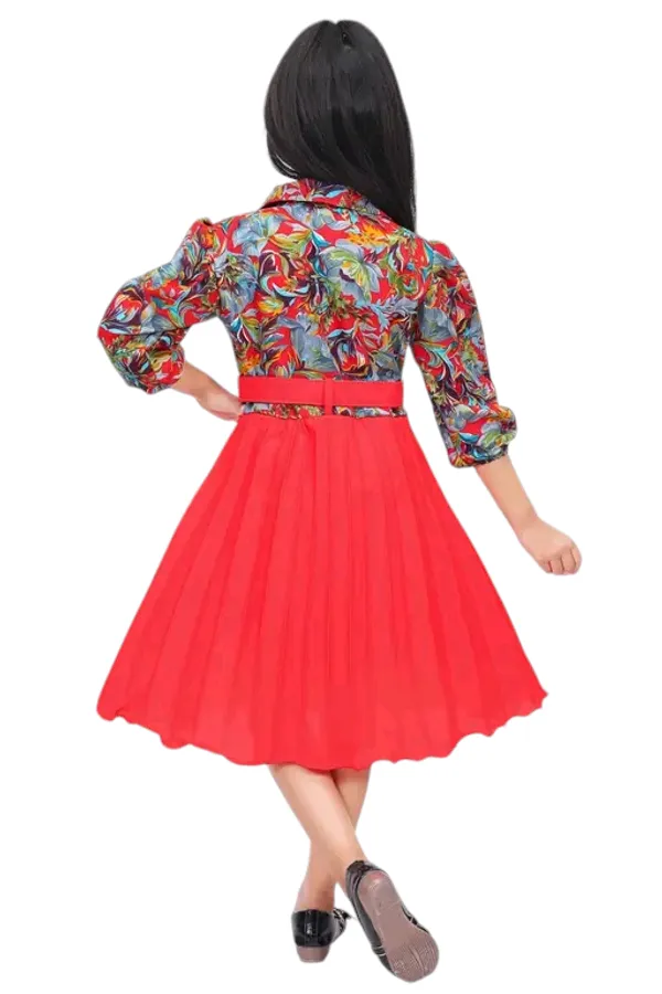 bsy_rangoli_print_frock_Red