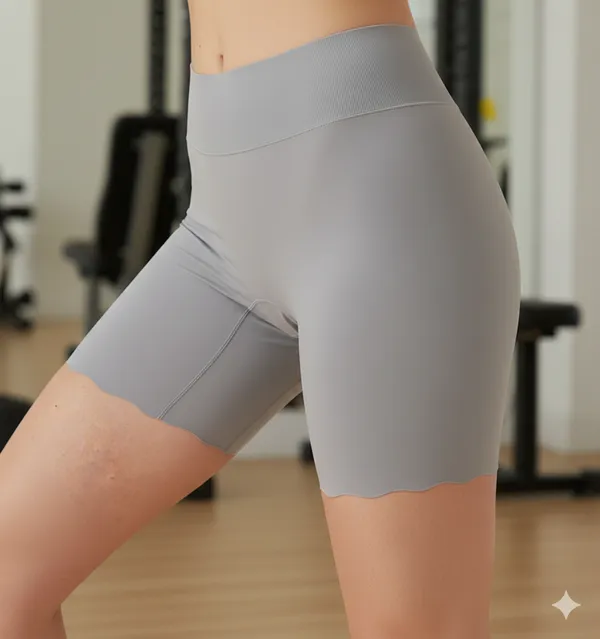 Grey_Cotton_Semi_Bonded_Shorts_For_Women
