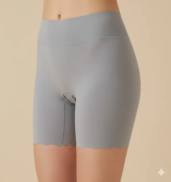 Grey_Cotton_Semi_Bonded_Shorts_For_Women