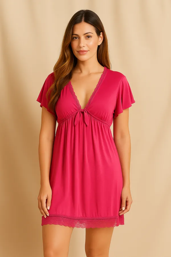 Curve_Closer_Women_Lace_Trim_Nightdress_Soft_Stretch_V_Neck_Sleepwear