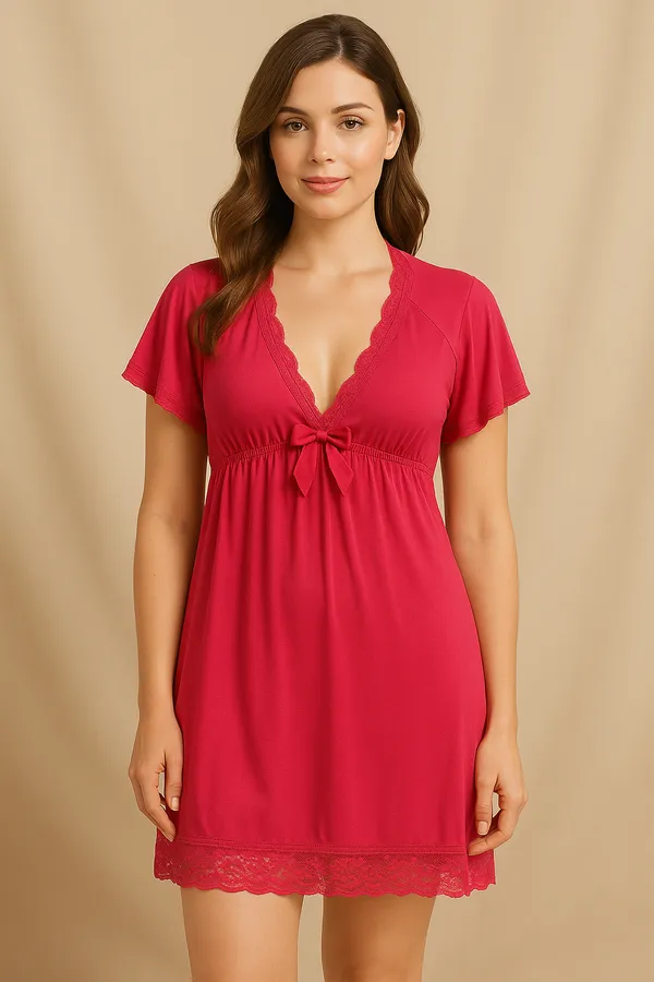 Curve_Closer_Women_Lace_Trim_Nightdress_Soft_Stretch_V_Neck_Sleepwear