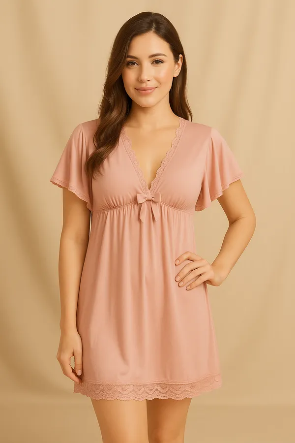 Curve_Closer_Women_Lace_Trim_Nightdress_Soft_Stretch_V_Neck_Sleepwear