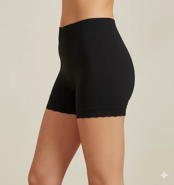 Black_Cotton_Semi_Bonded_Shorts_For_Women