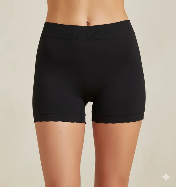 Black_Cotton_Semi_Bonded_Shorts_For_Women