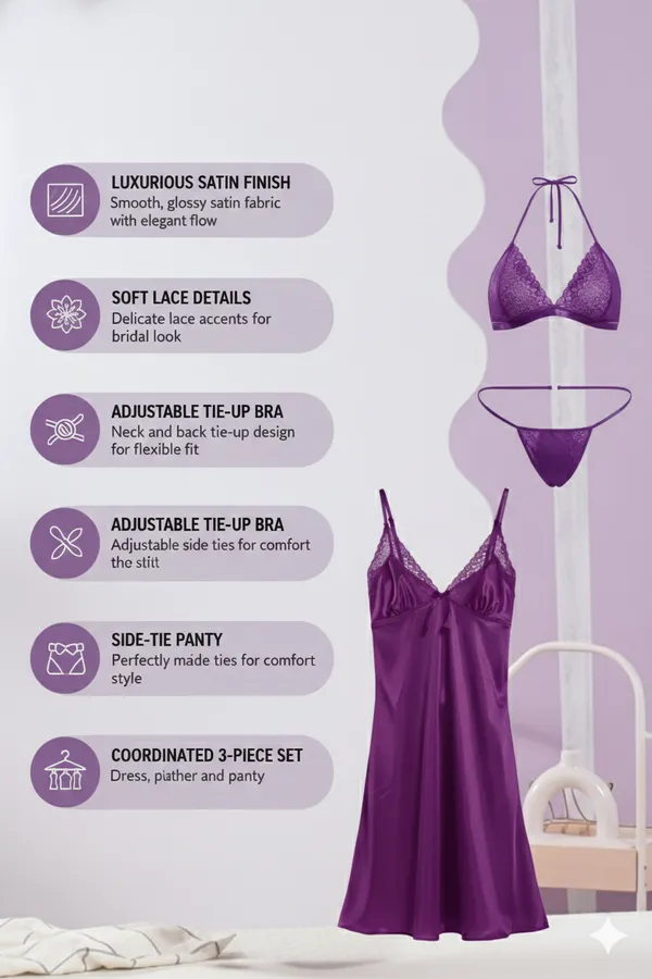 Women_Satin_Lace_3_Piece_Nightwear_Set
