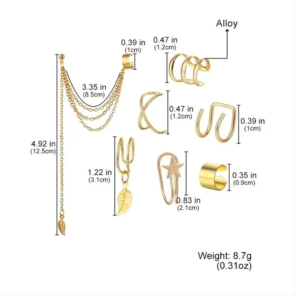PACK_OF_5_Gold_Alloy_Cuff_Earring_For_Women
