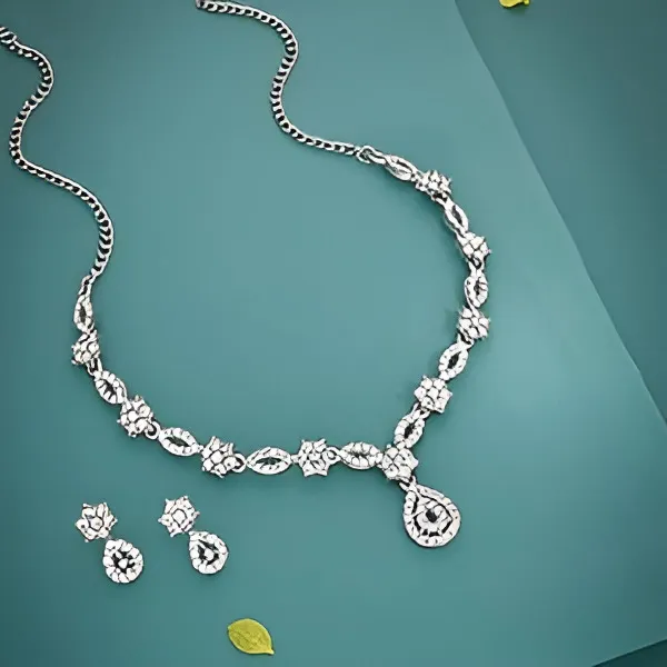 PACK_0F2_White_Crystal_Alloy_Earring_&_Necklace_Set_For_Women