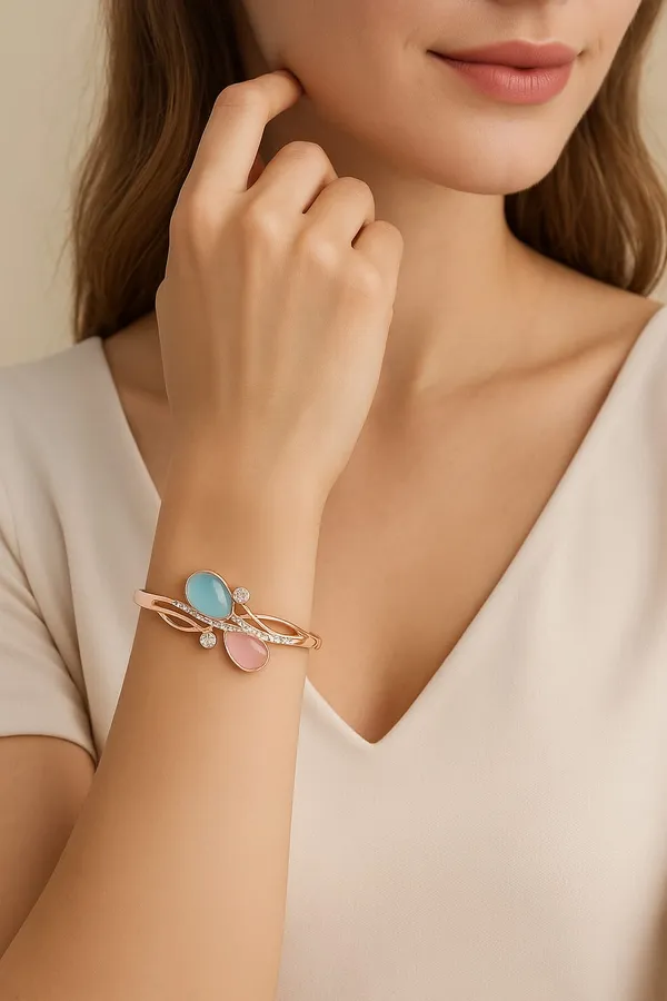 Rose_Gold_Butterfly-Inspired_Bangle_Bracelet_with_Blue_&_Pink_Enamel_Stones_|_Crystal_Accents_|_Elegant_Fashion_Jewelry_for_Women_&_Girls