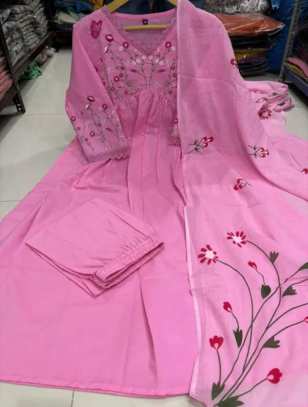 Baby_Pink_Fornt_Emboridery_Anarkali_Kurta,_Pant_&_Dupatta_For_Women_&_Girls
