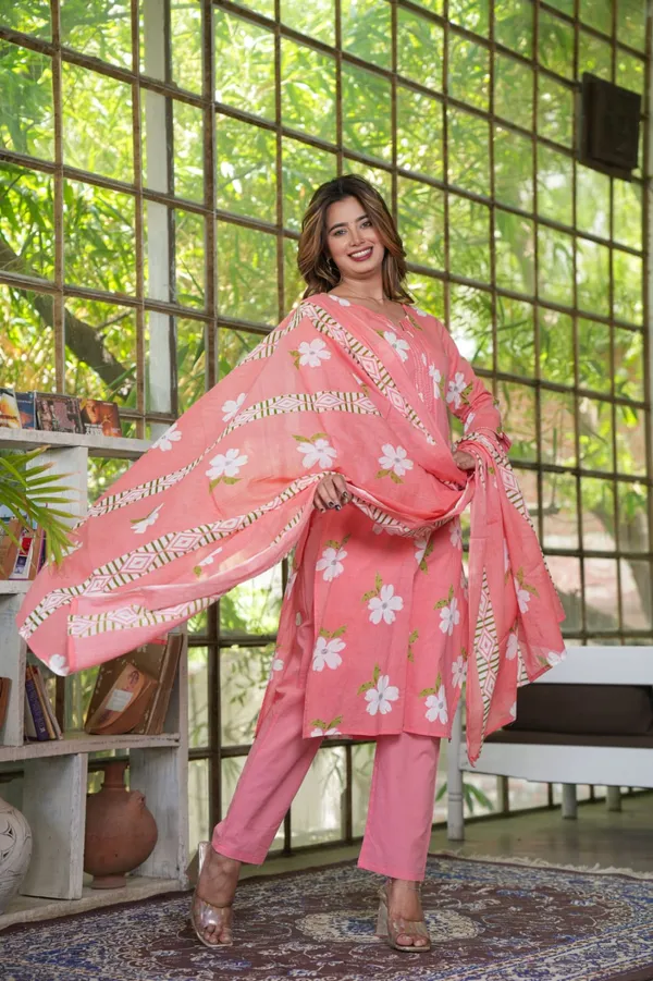Baby_Pink_Flower_Printed_Kurta,_Pant_&_Dupatta_For_Women_&_Girls