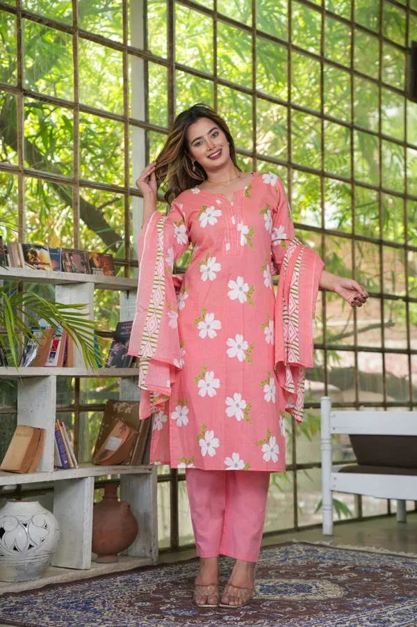 Baby_Pink_Flower_Printed_Kurta,_Pant_&_Dupatta_For_Women_&_Girls