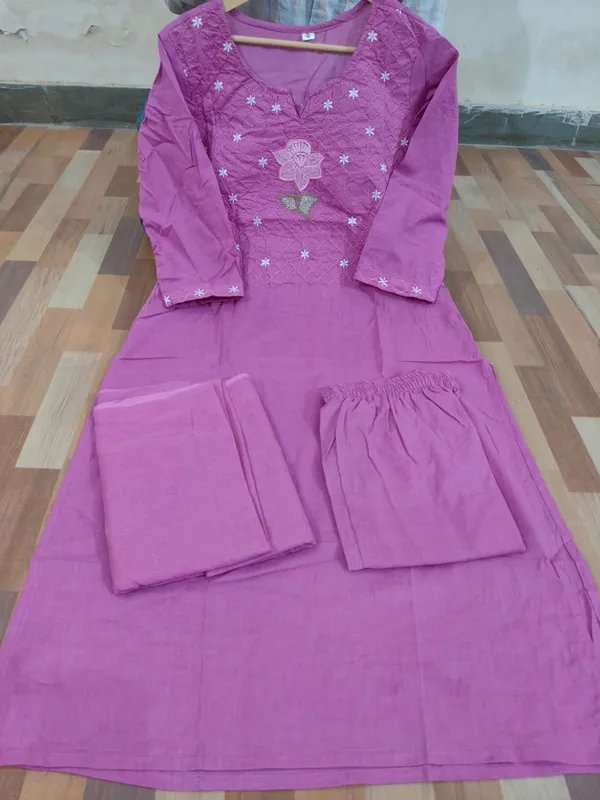 PEACH_NEW__FANCY_YOG_KURTI_WITH_PANT_AND_DUPPTA_SAT_