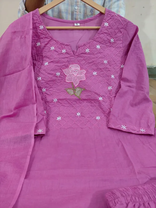 PEACH_NEW__FANCY_YOG_KURTI_WITH_PANT_AND_DUPPTA_SAT_