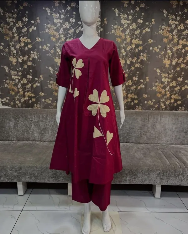 Red_Patch_Work_Co-Ord_Set_For_Women