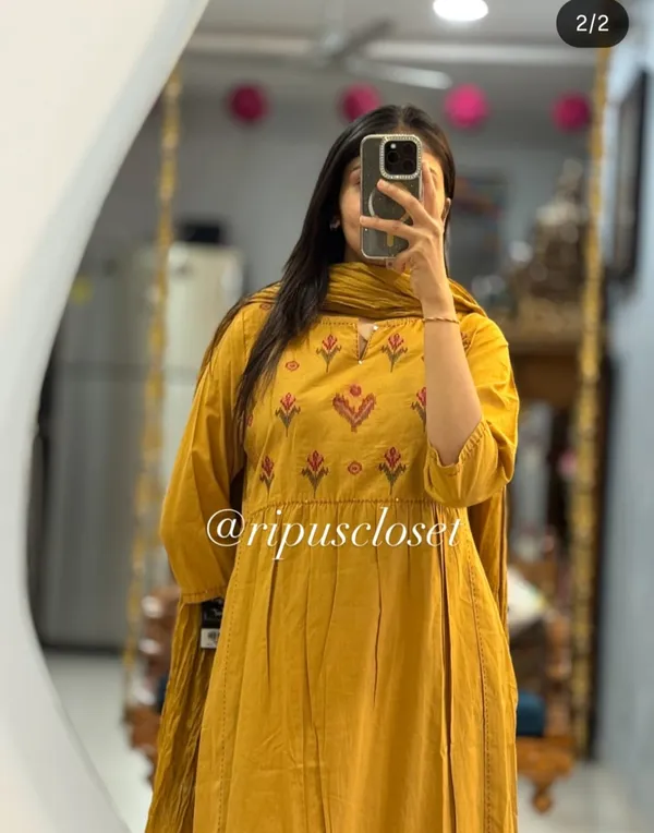 YELLOW_NEW_YOG_ANKARLI_KURTI_WITH_PANT_AND_DUPPTA_SAT_