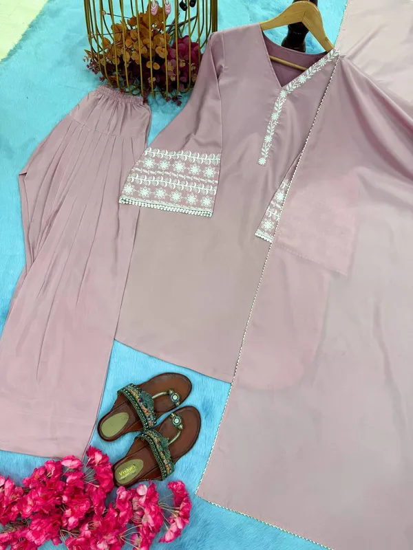 Pink_Embroidered_Satin_Kurta_With_Pant_&_Dupatta_Set_|_For_Women