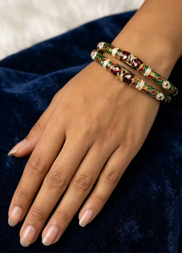 Green_Copper_&_Brass_Premium_&_Elegant_Meenakari_Kada_For_Women_(_Set_Of_2_)