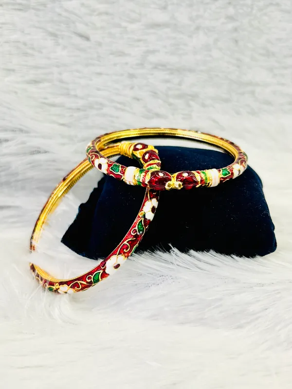 Maroon_Copper_&_Brass_Premium_&_Elegant_Meenakari_Kada_For_Women_(_Set_Of_2_)