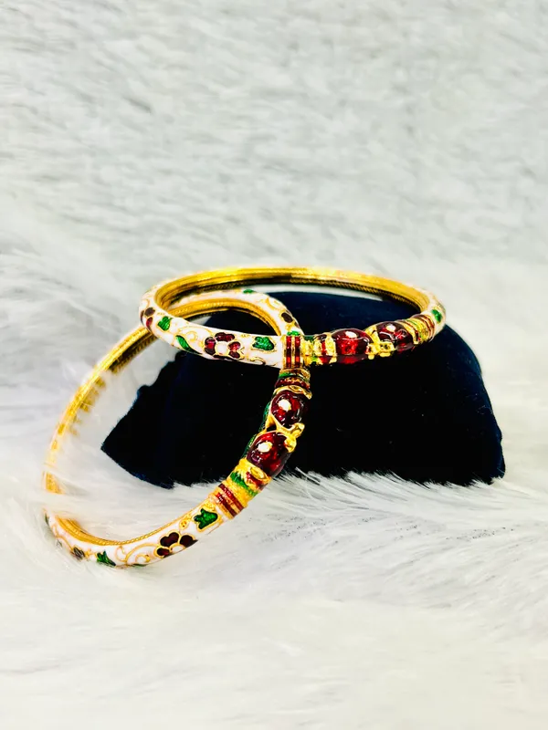 White_Copper_&_Brass_Premium_&_Elegant_Meenakari_Kada_For_Women_(_Set_Of_2_)