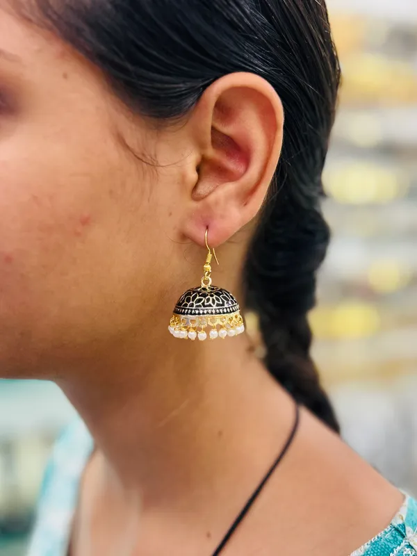 Black_Copper_&_Brass_Premium_&_Elegant_Meenakari_Dome_Jhumka_For_Women