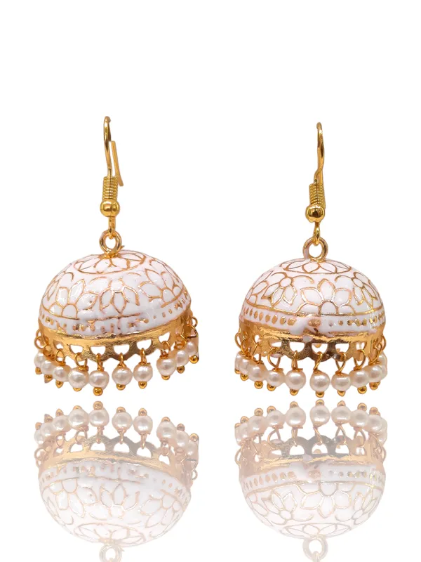 White_Copper_&_Brass_Premium_&_Elegant_Meenakari_Dome_Jhumka_For_Women
