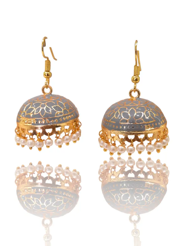 Grey_Copper_&_Brass_Premium_&_Elegant_Meenakari_Dome_Jhumka_For_Women
