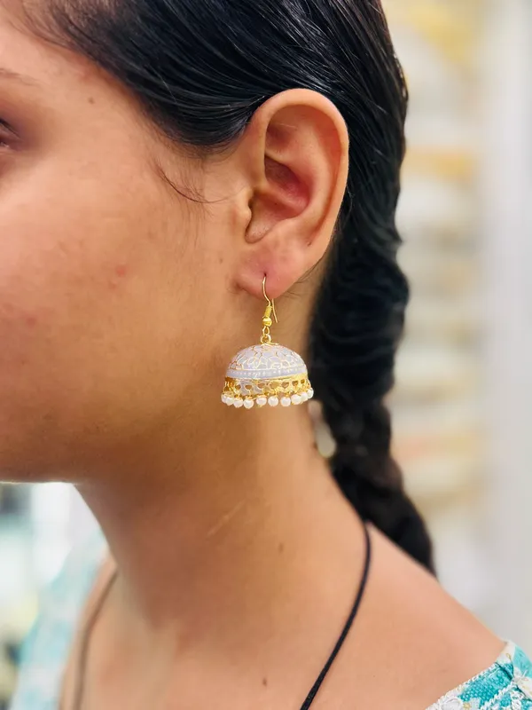 Grey_Copper_&_Brass_Premium_&_Elegant_Meenakari_Dome_Jhumka_For_Women