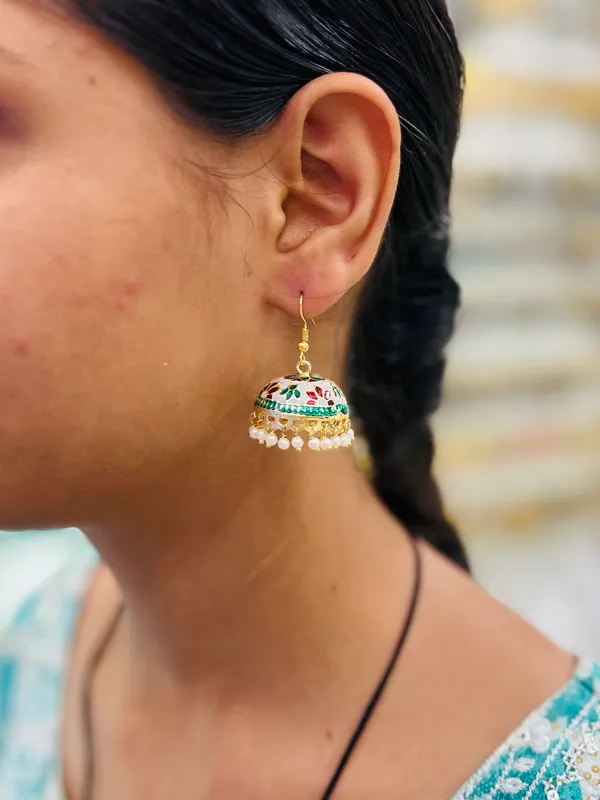 Grey_Mix_Copper_&_Brass_Premium_&_Elegant_Meenakari_Dome_Jhumka_For_Women